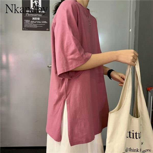 large size side split cotton t shirts women 2020 summer casual loose short sleeve solid color korean basic t-shirts female, White
large size side split cotton t shirts women 2020 summer casual loose short sleeve solid color korean basic t-shirts female, White