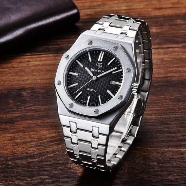 benyar men watch waterproof business quartz stainless steel wrist watch for men clock male relogio masculino, Slivery;brown
benyar men watch waterproof business quartz stainless steel wrist watch for men clock male relogio masculino, Slivery;brown