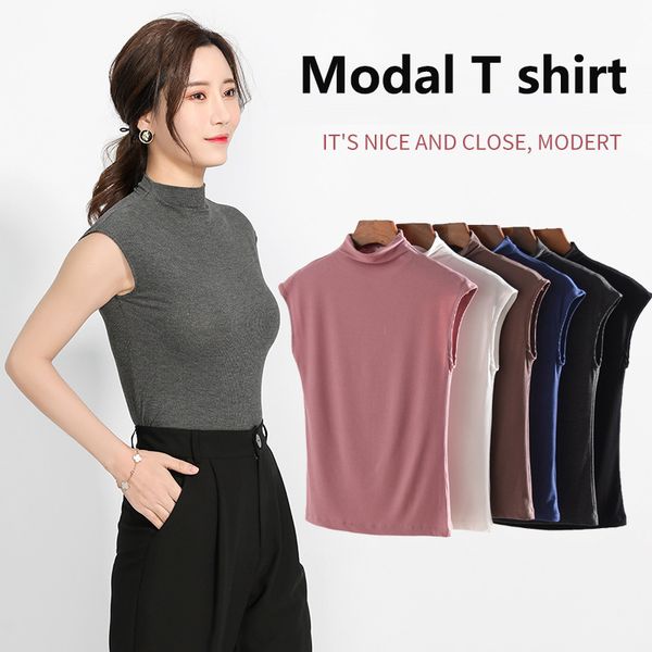 tank women t shirt turtleneck women's vest 2020 summer fashion modal sleeveless underwear t-shirt high collar base shirt, White
tank women t shirt turtleneck women's vest 2020 summer fashion modal sleeveless underwear t-shirt high collar base shirt, White