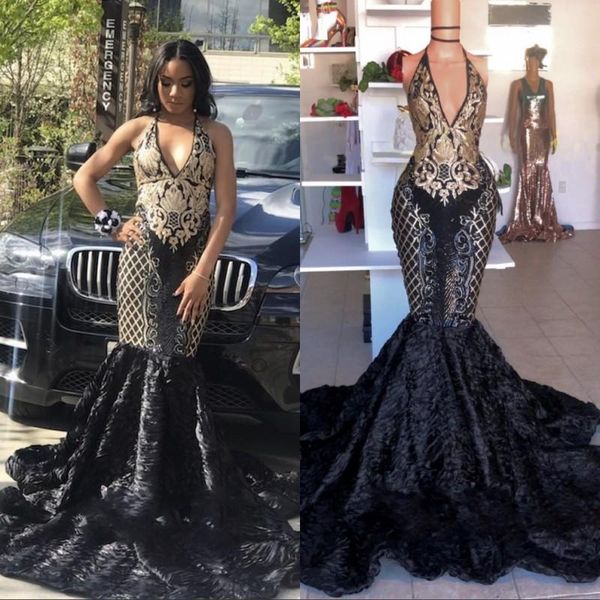 gorgeous black mermaid prom dresses halter v neck backless floral gold appliques evening dress luxury african formal prom gowns 2020 fitted
gorgeous black mermaid prom dresses halter v neck backless floral gold appliques evening dress luxury african formal prom gowns 2020 fitted