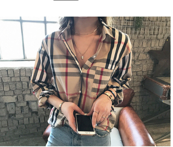 2020 spring new classic plaid shirt korean retro loose and thin temperament long-sleeved shirt, Black;brown
2020 spring new classic plaid shirt korean retro loose and thin temperament long-sleeved shirt, Black;brown