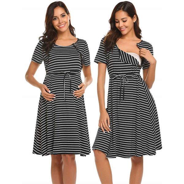 2020 summer women maternity clothes stripe short sleeve o-neck slip skirt woman pregnant nursing breastfeeding pregnancy dress, White
2020 summer women maternity clothes stripe short sleeve o-neck slip skirt woman pregnant nursing breastfeeding pregnancy dress, White