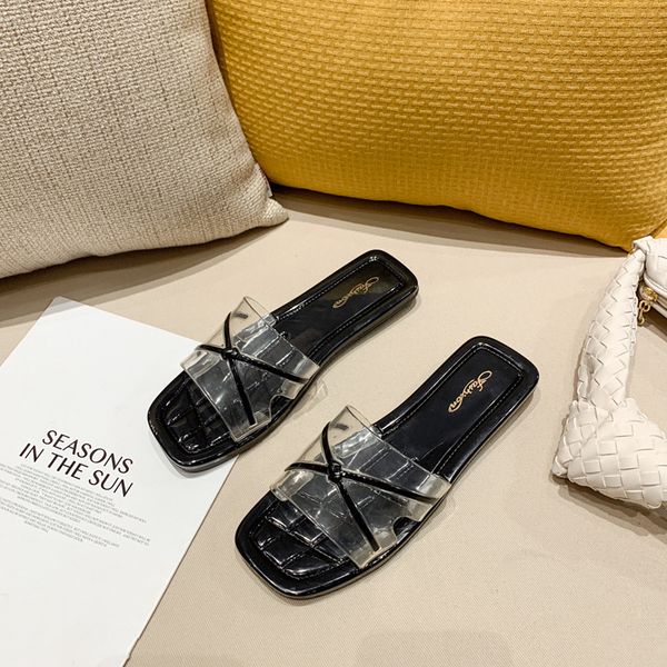 cinessd chaussure femme pvc summer slippers for women solid flat sandals woman 2020 new cross strap outside house slippers women, Black 
cinessd chaussure femme pvc summer slippers for women solid flat sandals woman 2020 new cross strap outside house slippers women, Black