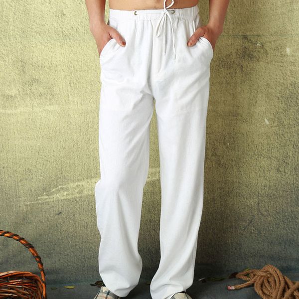 2018 summer style fashion male casual linen pants solid color straight loose thin breathable men white fluid long trousers, Black
2018 summer style fashion male casual linen pants solid color straight loose thin breathable men white fluid long trousers, Black