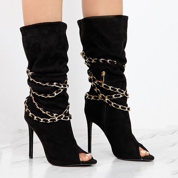 women shoes high heels peep toe black boots ladies spring autumn chain cross tied stiletto shoes plus size botas
women shoes high heels peep toe black boots ladies spring autumn chain cross tied stiletto shoes plus size botas