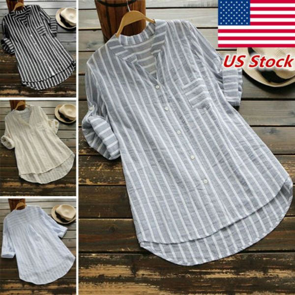 2019 fashion plus size blouses women summer striped long sleeve v neck blouses loose lady casual tunic shirts, White
2019 fashion plus size blouses women summer striped long sleeve v neck blouses loose lady casual tunic shirts, White