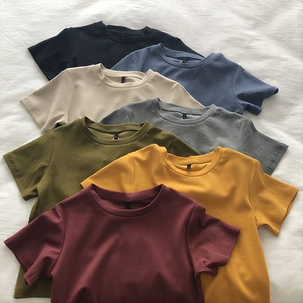 basic solid color all-match short round collar short sleeve t- female shirt slim base shirt student fashion, White
basic solid color all-match short round collar short sleeve t- female shirt slim base shirt student fashion, White