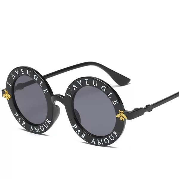 round fashion sunglasses with english letters little bee sun glasses for men women brand glasses designer male female, White;black
round fashion sunglasses with english letters little bee sun glasses for men women brand glasses designer male female, White;black