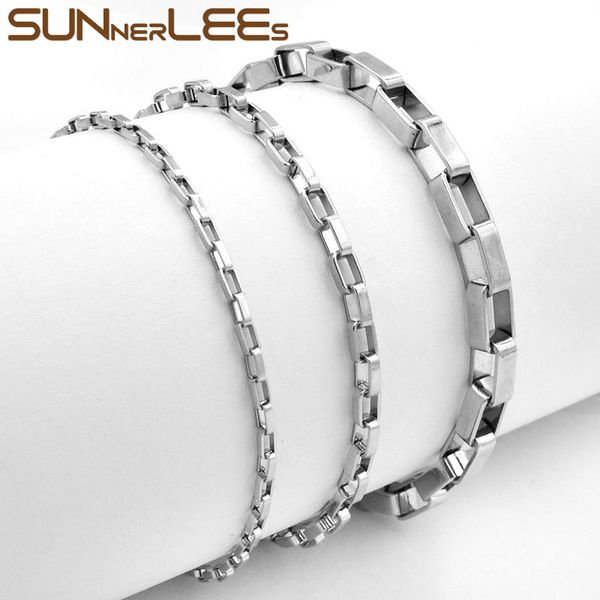 sunnerlees stainless steel bracelet 2mm~6mm geometric box link chain silver gold men women fashion jewelry gift sc04 b, Black
sunnerlees stainless steel bracelet 2mm~6mm geometric box link chain silver gold men women fashion jewelry gift sc04 b, Black
