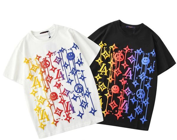 women men the same slim t shirt new classic logo spoof rainbow gradient dissolved smiley luxury tee, White
women men the same slim t shirt new classic logo spoof rainbow gradient dissolved smiley luxury tee, White
