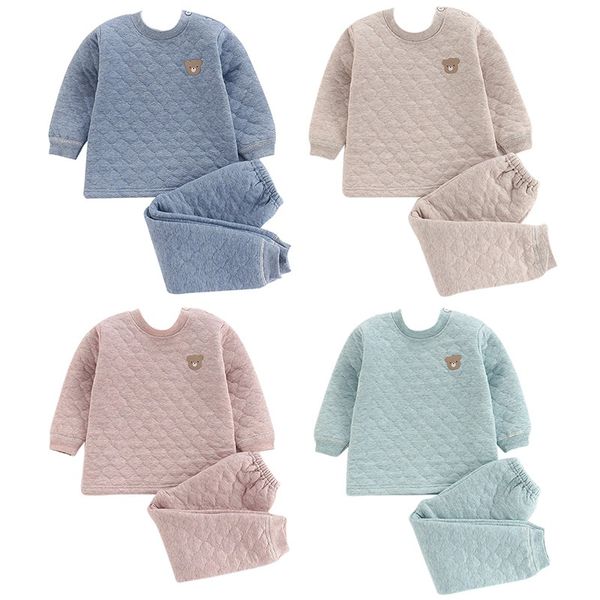 warm children's winter cartoon bear pattern quilted thick warm comfortable casual three-layer thermal underwear set, Blue;red
warm children's winter cartoon bear pattern quilted thick warm comfortable casual three-layer thermal underwear set, Blue;red