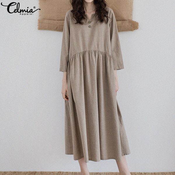casual dresses celmia vintage women maxi long dress short sleeve loose pleated shirt v neck party vestidos robe mujer plus size, Black;gray
casual dresses celmia vintage women maxi long dress short sleeve loose pleated shirt v neck party vestidos robe mujer plus size, Black;gray