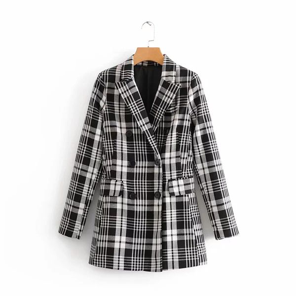 2020 women fashion classic plaid long blazer feamle autumn vintage black white double breasted long sleeve dress-blazer jacket, White;black
2020 women fashion classic plaid long blazer feamle autumn vintage black white double breasted long sleeve dress-blazer jacket, White;black
