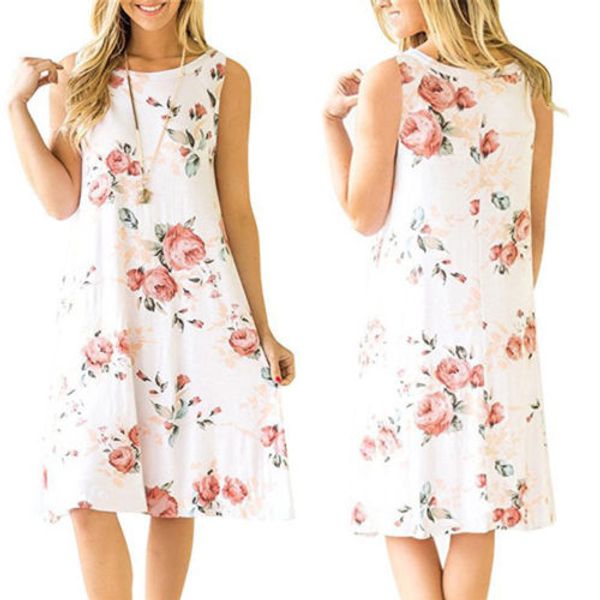women ladies floral print dress sleeveless o-neck above knee dress summer boho casual loose dress, Black;gray
women ladies floral print dress sleeveless o-neck above knee dress summer boho casual loose dress, Black;gray