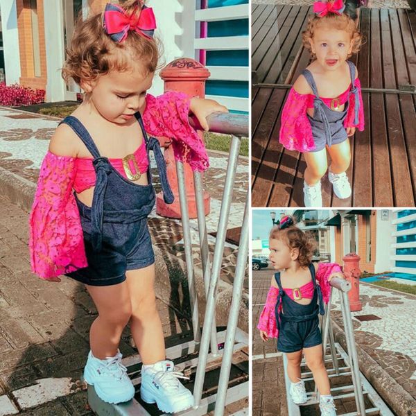 2pcs toddler kids baby girl clothes floral lace bib jeans pants outfits 1-6y, White
2pcs toddler kids baby girl clothes floral lace bib jeans pants outfits 1-6y, White
