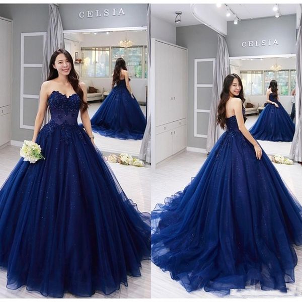 2019 New Sweetheart Ball Gown Prom Dresses Quinceanera Dresses Navy Blue Lace Applique Ball Gown Formal Sweet 15 Party Dresses
2019 New Sweetheart Ball Gown Prom Dresses Quinceanera Dresses Navy Blue Lace Applique Ball Gown Formal Sweet 15 Party Dresses