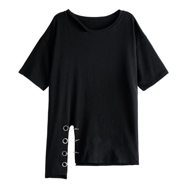 2020 new summer women casual loose short sleeve black side splits irregular t-shirt fashion tees oversize streetwear wt30, White
2020 new summer women casual loose short sleeve black side splits irregular t-shirt fashion tees oversize streetwear wt30, White