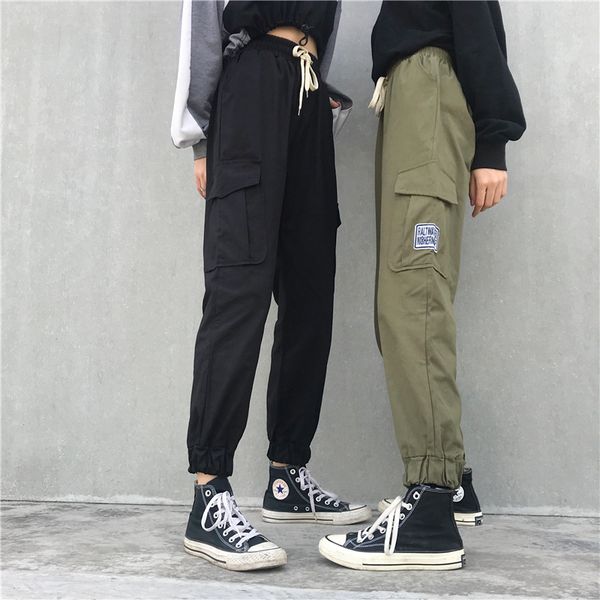 2019 autumn high waist cargo pants women pantalon long trousers cool women casual loose pants streetwear cargo bf style, Black;white
2019 autumn high waist cargo pants women pantalon long trousers cool women casual loose pants streetwear cargo bf style, Black;white