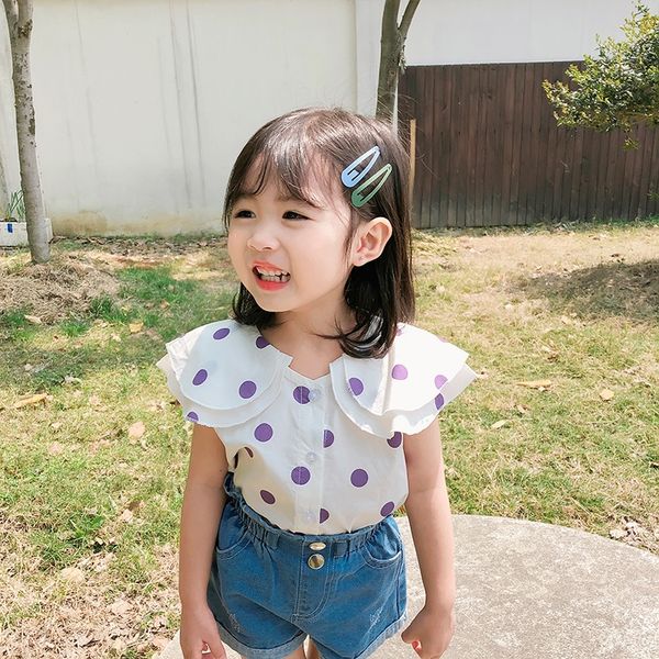 19 shirt girl's foreign style flounced big lapel shirt round dot double lapel baby top, White;black
19 shirt girl's foreign style flounced big lapel shirt round dot double lapel baby top, White;black