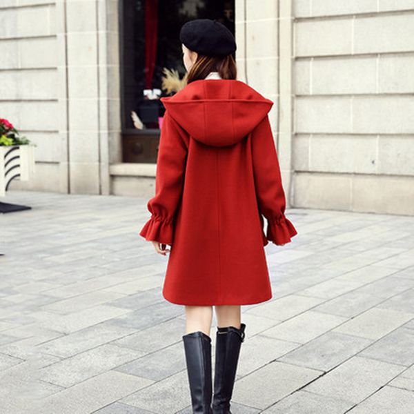 winter autumn women flare sleeve hooded single button pockets wool coat female slim fashion comfortable sweet tweed coat zx1157, Black
winter autumn women flare sleeve hooded single button pockets wool coat female slim fashion comfortable sweet tweed coat zx1157, Black