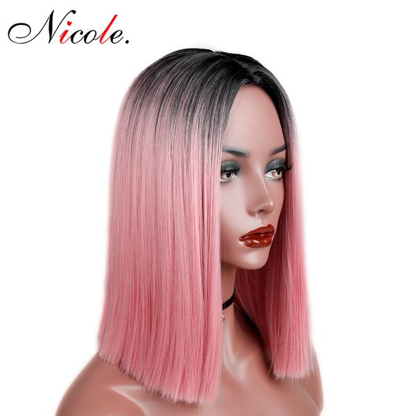 nicole 14 плечи боб парики omber черный к розовому мягкий синтетический парик шелковистые прямые полные парики термостойкое волокно натураль, Black
nicole 14 плечи боб парики omber черный к розовому мягкий синтетический парик шелковистые прямые полные парики термостойкое волокно натураль, Black