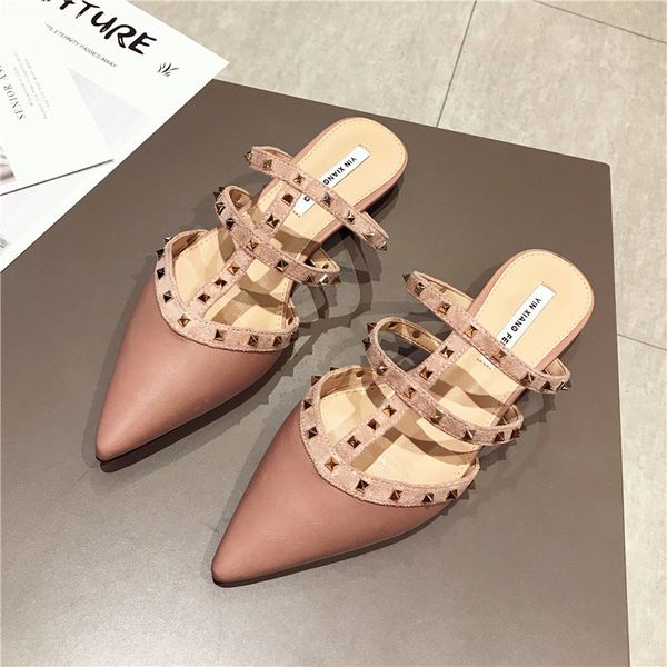 new arrivals women summer female slippers women's pointed toes square low heels casual shoes woman rivet decoration mules, Black
new arrivals women summer female slippers women's pointed toes square low heels casual shoes woman rivet decoration mules, Black