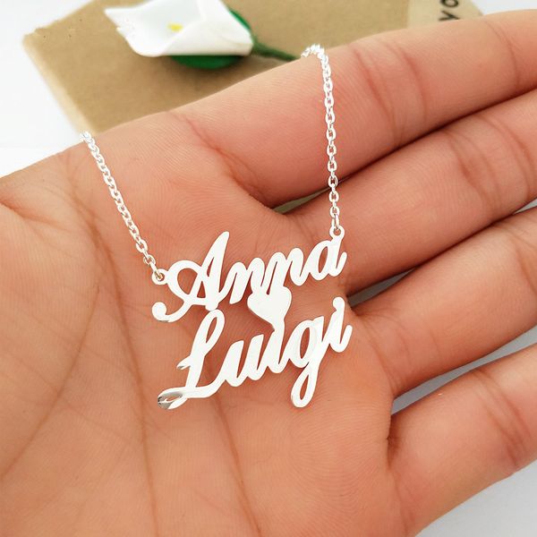 personalized custom double names necklace customized love heart chokers necklaces handwriting nameplate couple jewelry gift bff, Silver
personalized custom double names necklace customized love heart chokers necklaces handwriting nameplate couple jewelry gift bff, Silver