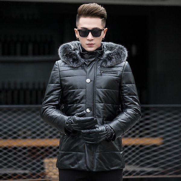 jacket genuine leather winter fur collar real sheepskin coat for men warm down jackets manteau homme hiver my2959, Black
jacket genuine leather winter fur collar real sheepskin coat for men warm down jackets manteau homme hiver my2959, Black