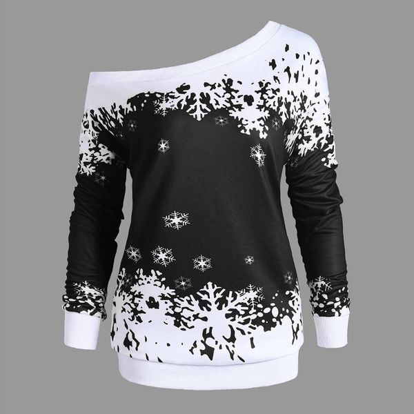 feitong christmas women sweatshirt snowflake print long sleeve drop shoulder o-neck sweatshirt pullover blouse moletom, Black
feitong christmas women sweatshirt snowflake print long sleeve drop shoulder o-neck sweatshirt pullover blouse moletom, Black