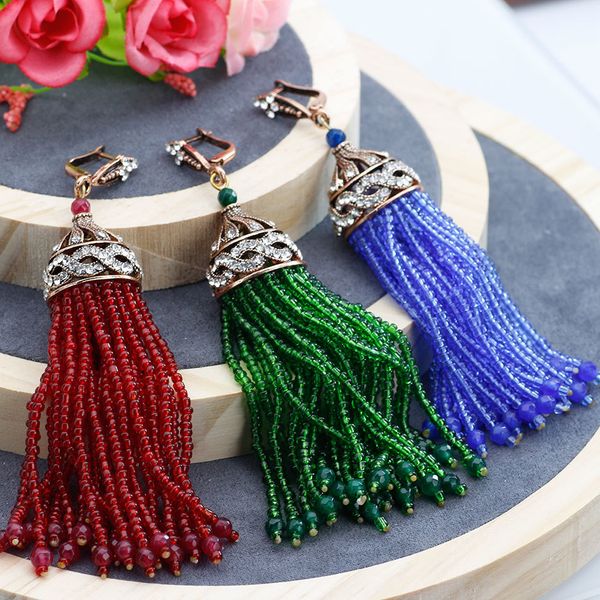 indian ethnic long hook beads drop earring for women morocco handemade natural stone tassels dangle earring red wedding jewelry, Golden
indian ethnic long hook beads drop earring for women morocco handemade natural stone tassels dangle earring red wedding jewelry, Golden