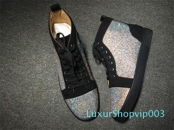 red bottom high sneakers shoes women,men strass trainers fashion louisflats party dress outdoor walking trainers 35-46, Black
red bottom high sneakers shoes women,men strass trainers fashion louisflats party dress outdoor walking trainers 35-46, Black