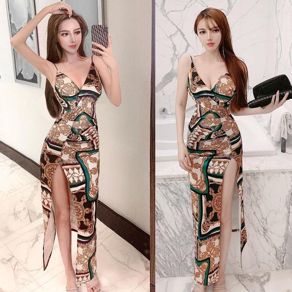 nightclub clothes new open back split suspender thailand seaside holiday style long dress, Black;gray
nightclub clothes new open back split suspender thailand seaside holiday style long dress, Black;gray