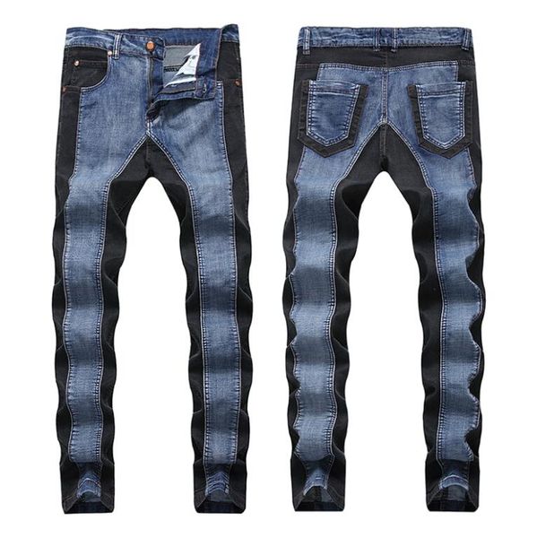 autumn and winter men's korean personalized splicing color contrast jeans straight tube trousers men's casual elastic slim pants, Blue
autumn and winter men's korean personalized splicing color contrast jeans straight tube trousers men's casual elastic slim pants, Blue