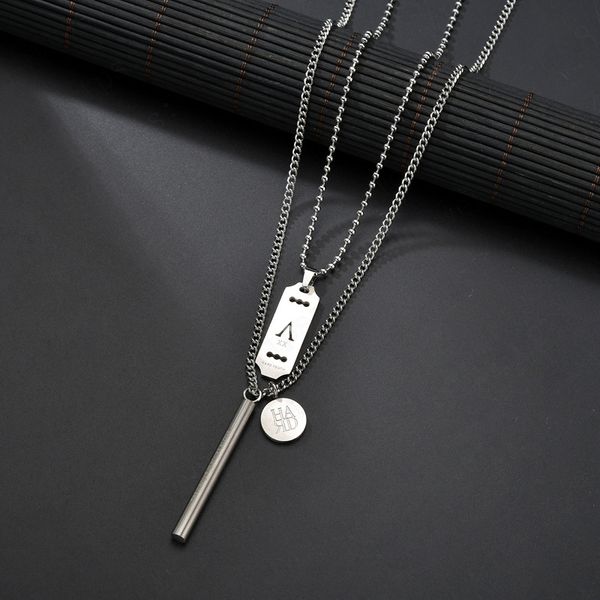 personalized hip-hop jewelry blade cylindrical pendant double-layer necklace for women men punk style stainless steel necklace, Silver
personalized hip-hop jewelry blade cylindrical pendant double-layer necklace for women men punk style stainless steel necklace, Silver