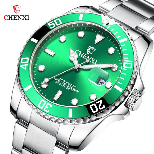 chenxi luxury silver men watches green color stainless steel japan movement waterproof casual business man's sport wristwatch, Slivery;brown
chenxi luxury silver men watches green color stainless steel japan movement waterproof casual business man's sport wristwatch, Slivery;brown
