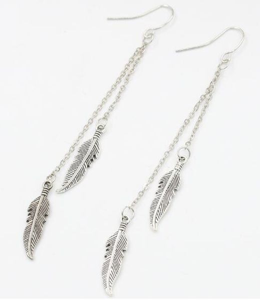 new european and american popular tree leaf earring tassel chain feather ear stud fashion classic exquisite elegance, Silver
new european and american popular tree leaf earring tassel chain feather ear stud fashion classic exquisite elegance, Silver