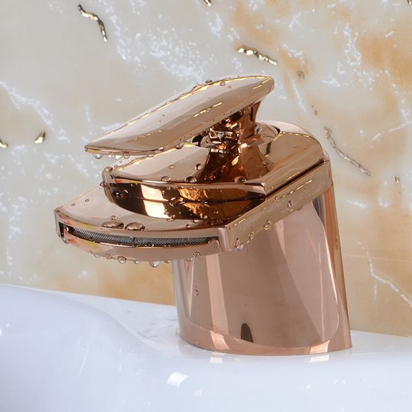 all-copper wide-billed rose-gold faucet
