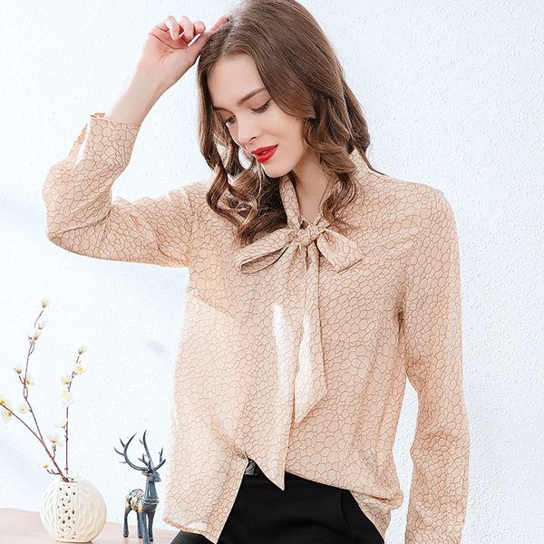 women's blouses & shirts 100% real silk 2021 spring butterfly knot bow collar women long-sleeved printed shirt and tps, White
women's blouses & shirts 100% real silk 2021 spring butterfly knot bow collar women long-sleeved printed shirt and tps, White