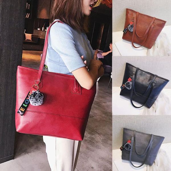 fashion women pu leather shopping bag large female shoulder bag large storage handbag vintage pompom pendent totes/e
fashion women pu leather shopping bag large female shoulder bag large storage handbag vintage pompom pendent totes/e