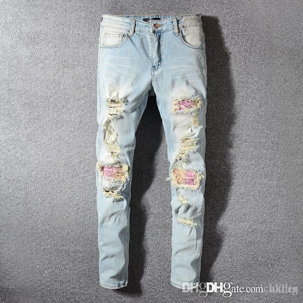 2020 distressed ripped biker jeans slim fit motorcycle biker denim for men fashion designer mens ripped skinny jeans mens designer trousers, Blue
2020 distressed ripped biker jeans slim fit motorcycle biker denim for men fashion designer mens ripped skinny jeans mens designer trousers, Blue