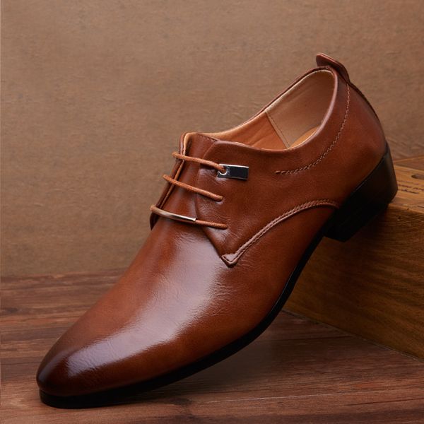 mens leather shoes men's dress shoes british style lace up pointed toe low flats 2 colors big size 37-46, Black
mens leather shoes men's dress shoes british style lace up pointed toe low flats 2 colors big size 37-46, Black