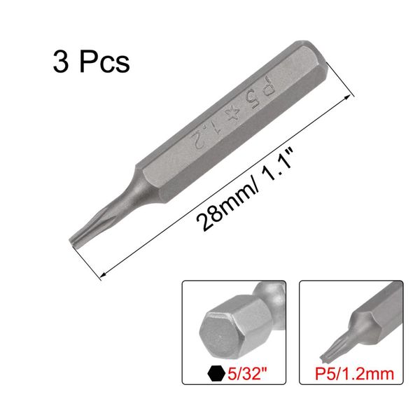 uxcell screwdriver bits 3pcs 5/32 inch hex shank star-shape p5/1.2mm screwdriver bit set 28mm length p2 screw driver kit tools
uxcell screwdriver bits 3pcs 5/32 inch hex shank star-shape p5/1.2mm screwdriver bit set 28mm length p2 screw driver kit tools