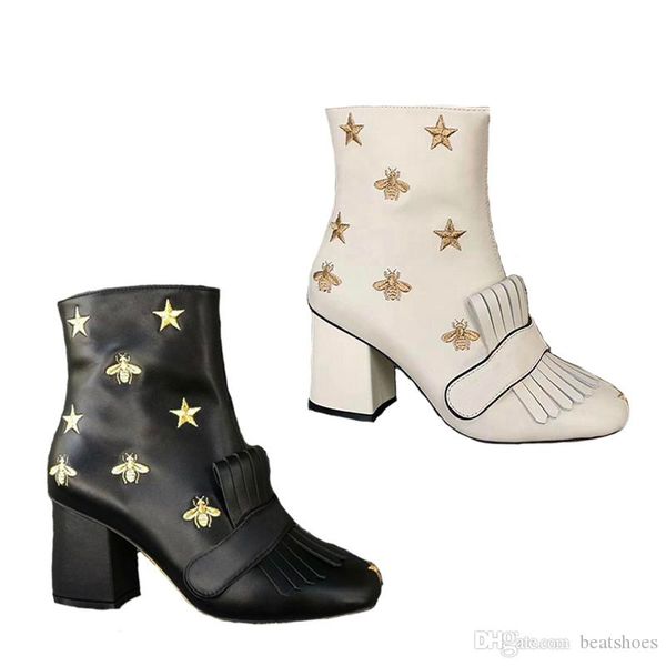 luxury leather platform ankle boot designer marmont boots embroidered bee mid-heel boot women winter shoes solid color fringed shoe big size, Black
luxury leather platform ankle boot designer marmont boots embroidered bee mid-heel boot women winter shoes solid color fringed shoe big size, Black
