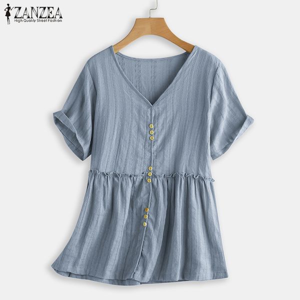 2020 zanzea fashion women v neck short sleeve shirt summer blouse casual cotton linen elegant solid ruffles blusas feminina, White
2020 zanzea fashion women v neck short sleeve shirt summer blouse casual cotton linen elegant solid ruffles blusas feminina, White