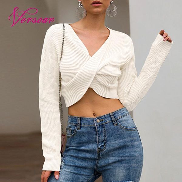 versear women cropped knitted sweater twist crop short jumper female spring autumn v-neck long sleeve knitwear streetwear, White;black
versear women cropped knitted sweater twist crop short jumper female spring autumn v-neck long sleeve knitwear streetwear, White;black