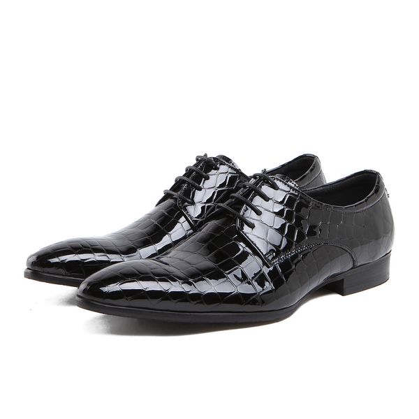 men patent leather shoes lace-up formal wear cowhide leather shoes formal wear wedding wear work shoes chaussure homme, Black
men patent leather shoes lace-up formal wear cowhide leather shoes formal wear wedding wear work shoes chaussure homme, Black