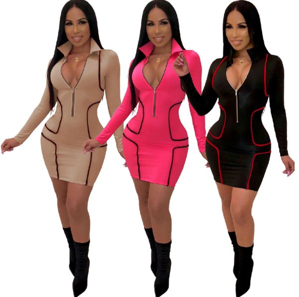 women fashion deep v bodycon dresses front zipper designer pencil dress slim fit skinny dress, Black;gray
women fashion deep v bodycon dresses front zipper designer pencil dress slim fit skinny dress, Black;gray