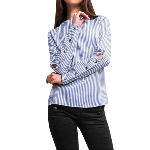 feitong shirts women casual striped long sleeve o-neck button sleeve pullover shirt blouse new fashion elegant top, White
feitong shirts women casual striped long sleeve o-neck button sleeve pullover shirt blouse new fashion elegant top, White