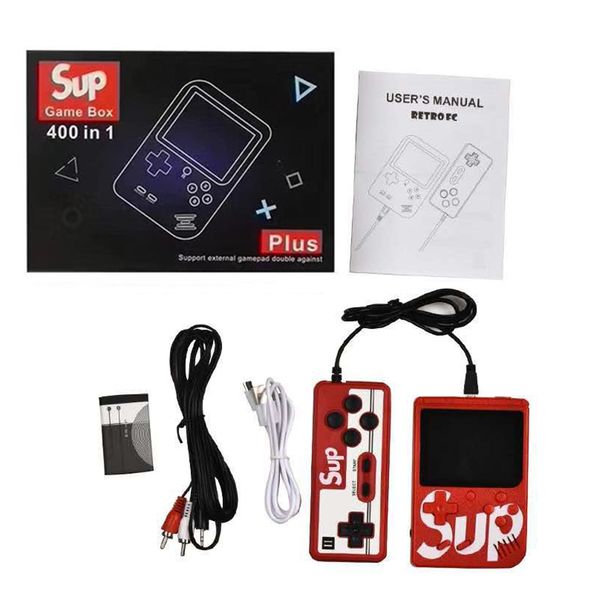 

sup 400 in 1 plus game console mini portable handheld game players 3 inch scrren 8 bit fc games box with gamepad controller doubles player