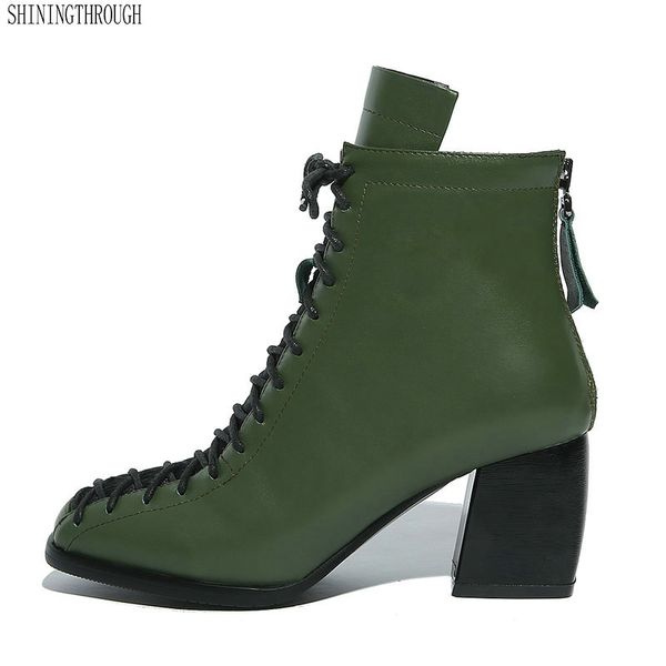 new genuine leather women high heels lace up ankle boots party dress shoes spring autumn square toe women boots large size 43, Black
new genuine leather women high heels lace up ankle boots party dress shoes spring autumn square toe women boots large size 43, Black